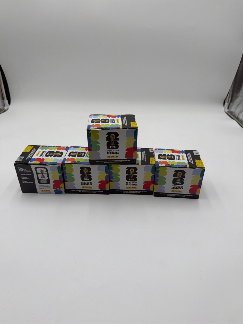 (5) 2026 Panini World Cup Soccer Sealed Sticker Box Lot 300 Stickers